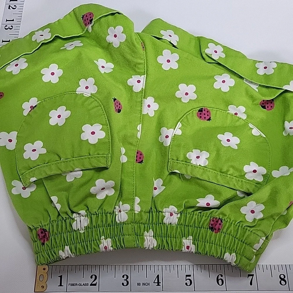 Y2K GYMBOREE Ladybug Pull-On Shorts‎ Pink Green Size 18-24mo